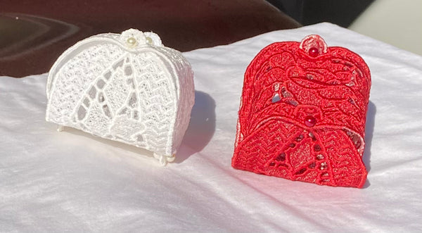Gift Box - FSL (Free Standing Lace) Embroidered Gift Box size Medium: 3.5 x 4 inch