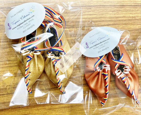 Opincute / Opanak, Genuine Leather or Rubbered Vinyl! with Romanian Tricolor Ribbon