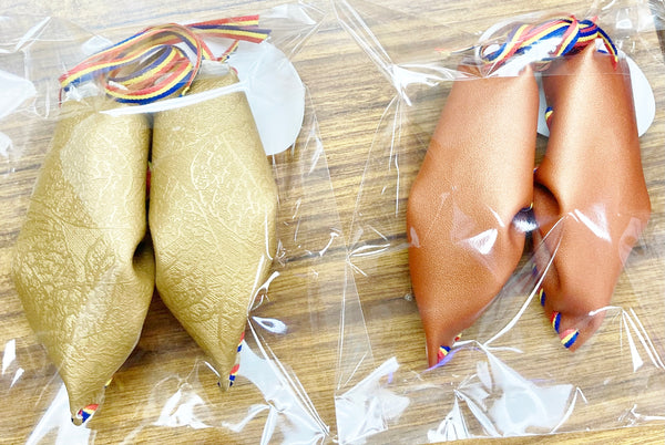 Opincute / Opanak, Genuine Leather or Rubbered Vinyl! with Romanian Tricolor Ribbon